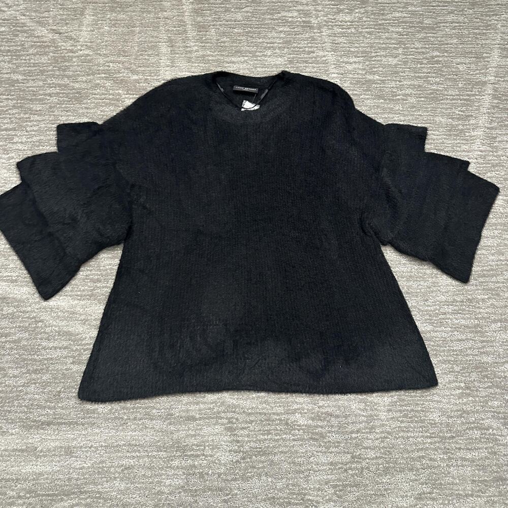 Lane Bryant Sweater Womens Plus Size 22/24 Black Ruffle Sleeve Soft Cozy